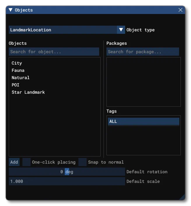 The LandmarkLocation Object In The Objects Window