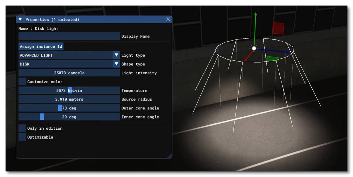 The Advanced Disk Light Type With Properties