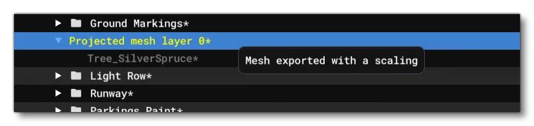 ProjectedMesh Tooltip Warning Message