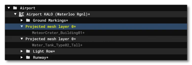 Projected Mesh Warnings In The Scenery Editor