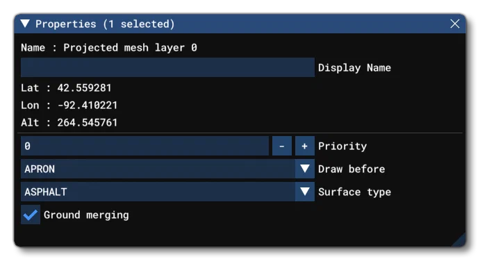 The Group Properties Window For A Projected Mesh