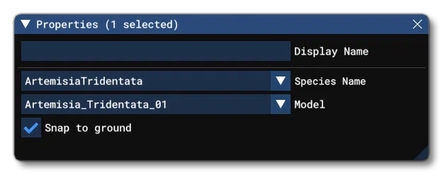 The Properties Window For A Tree Object