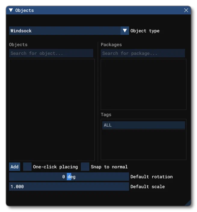 Different Scenery Object Elements Listed In The Objects Window