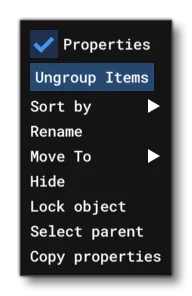 The RMB Menu For An Element in The Content List
