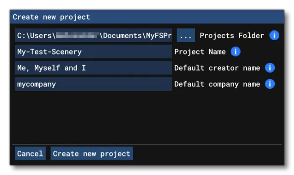 Creating A New Scenery Project In The Project Editor