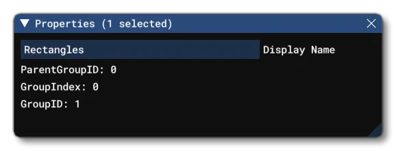 The Properties Window For A Selected Group In The Contents List