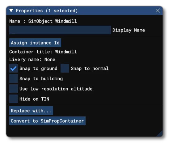 The Properties Window For A Selected Element In The Scenery Editor