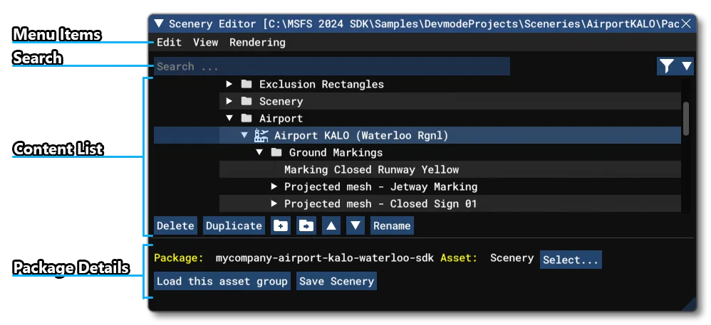 The Main Scenery Editor Window
