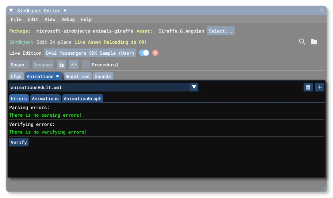 The SimObject Editor Animations Tab