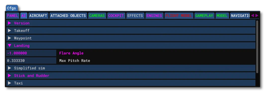 Example Showing Colour Coding In The CFG Editor