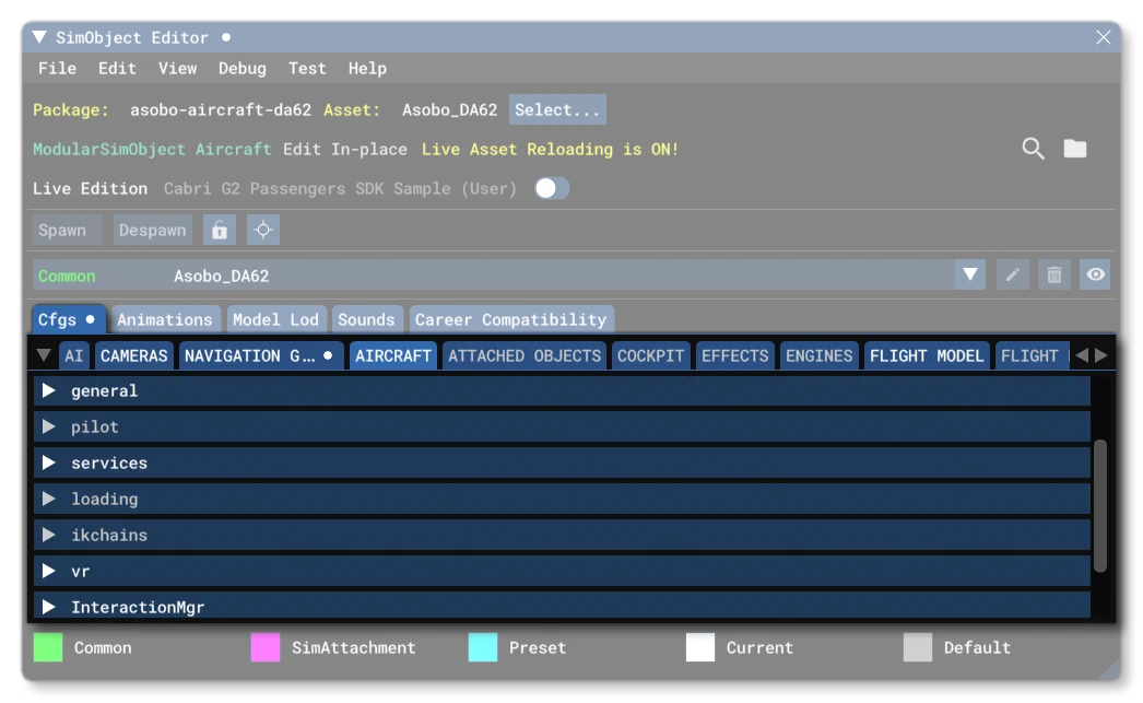 The SimObject Editor CFG File Tab