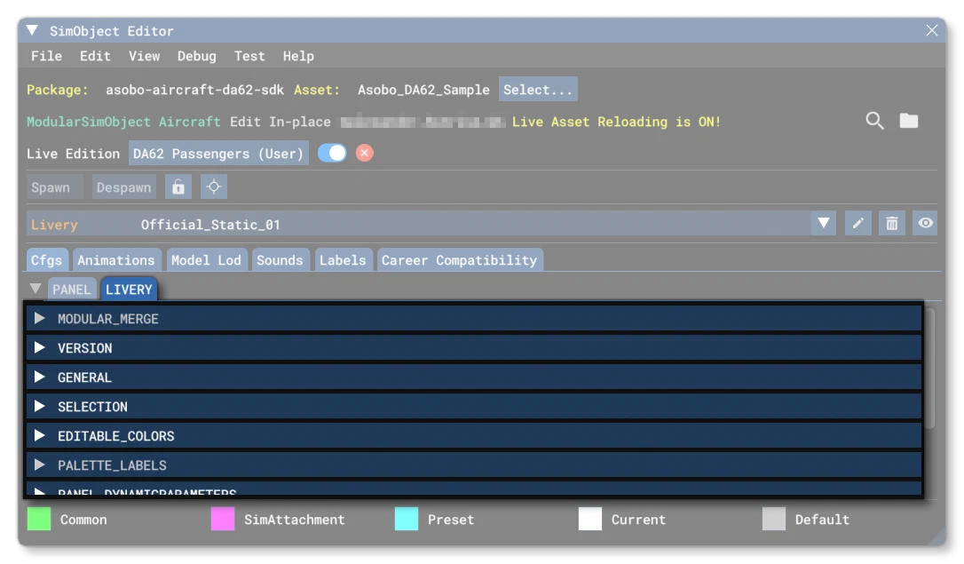 The Livery Tab In The SimObject Editor