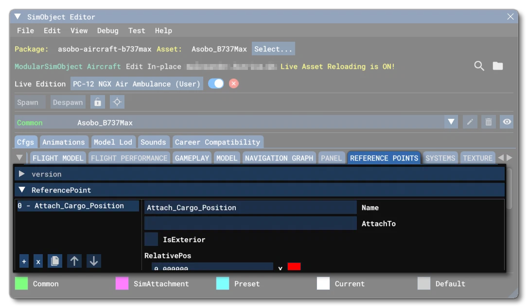 The Reference Points Tab In The SimObject Editor