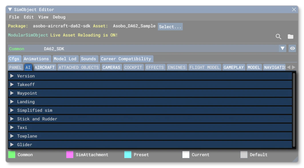 The AI.cfg File Tab In The SimObject Editor