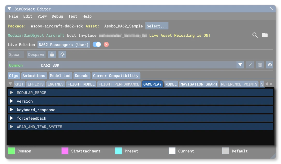 The Gameplay.cfg File Tab In The SimObject Editor
