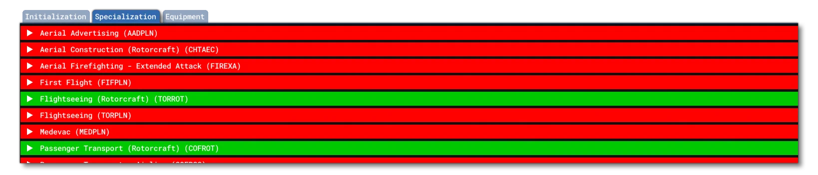 The Specialization Tab