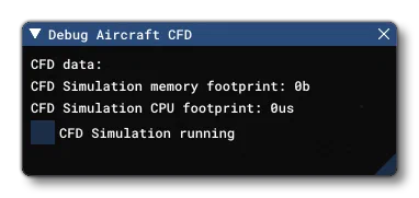 The Debug Aircraft CFD Window