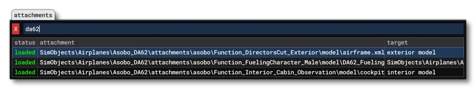 Filtering The List Of Attachments For The Aircraft
