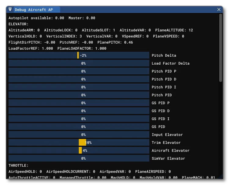 The Debug Aircraft AP Window