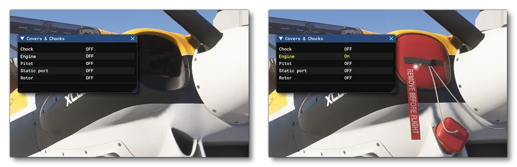 Example showing the Debug Covers And Chocks Options Being Used
