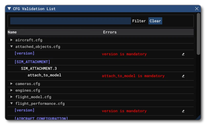 The CFG Validation Window