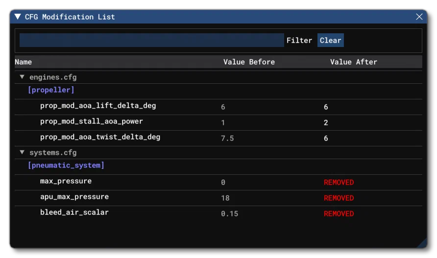 The CFG Modification Window In The SimObejct Editor