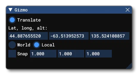 The Gizmo Window In The SimObject Editor]