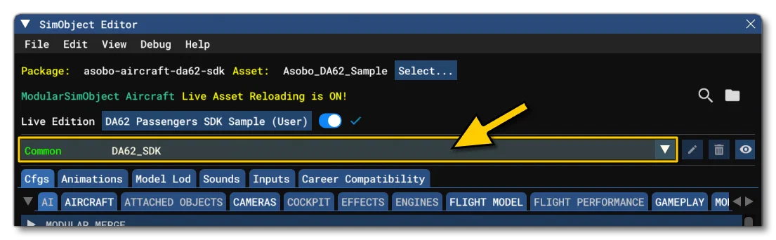 Preset Selection In The SimObject Editor