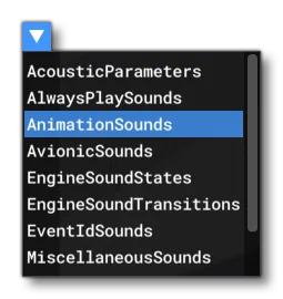 Drop Down List Of Selectable Sound Events