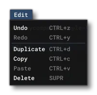 The VFX Editor Edit Menu