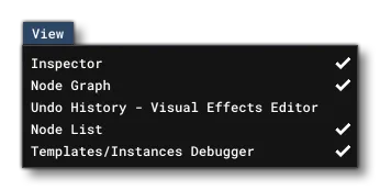 The VFX Editor View Menu