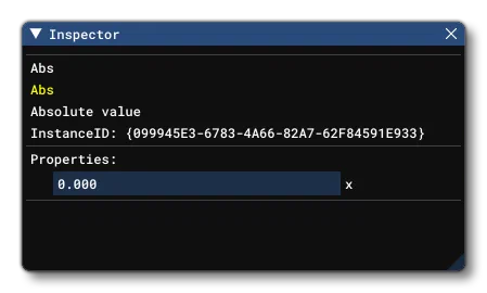 The Inspector Window Inputs For The Abs Node