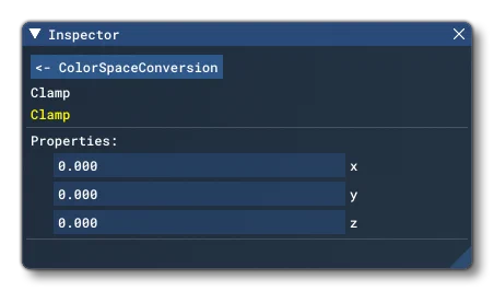 The Inspector Window Inputs For The Clamp Node