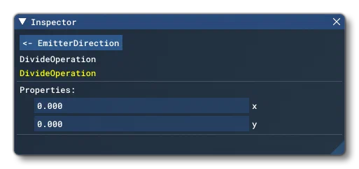 The Inspector Window Inputs For The Divide Node