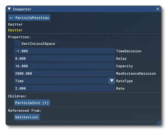 The Inspector For An Emitter Block