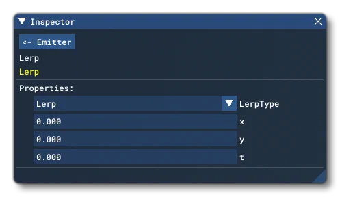 The Inspector Window Inputs For The Lerp Node