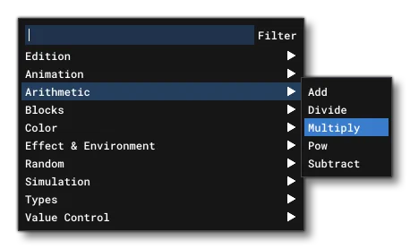 The Right-Click Add Menu For The Node Graph