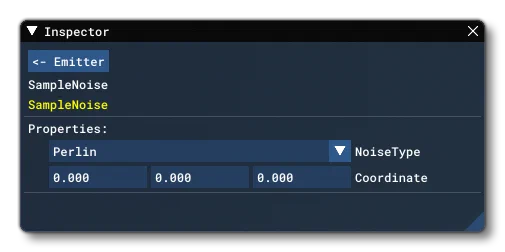 The Inspector Window Inputs For The SampleNoise