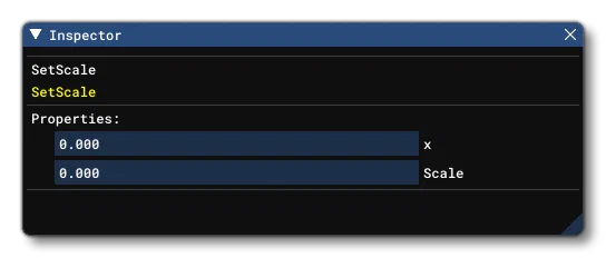 The Inspector Window Inputs For The SetScale Node
