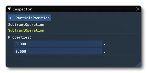 The Inspector Window Inputs For The Subtract Node