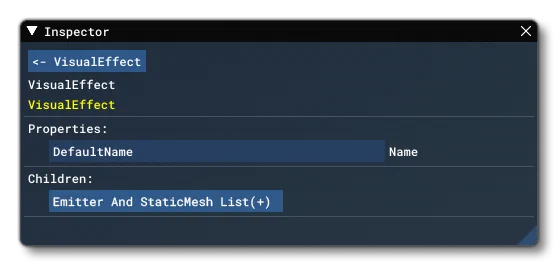 The Inspector For A VisualEffect Block