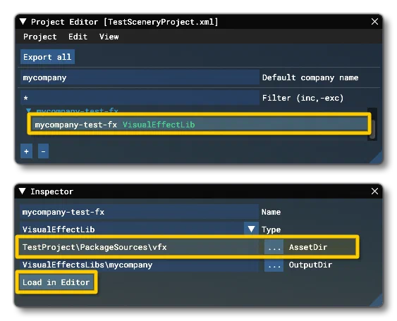 Load A VFX Package In The Visual Effects Editor