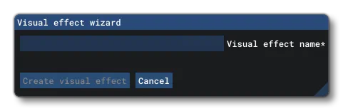 The Visual Effects Wizard Window
