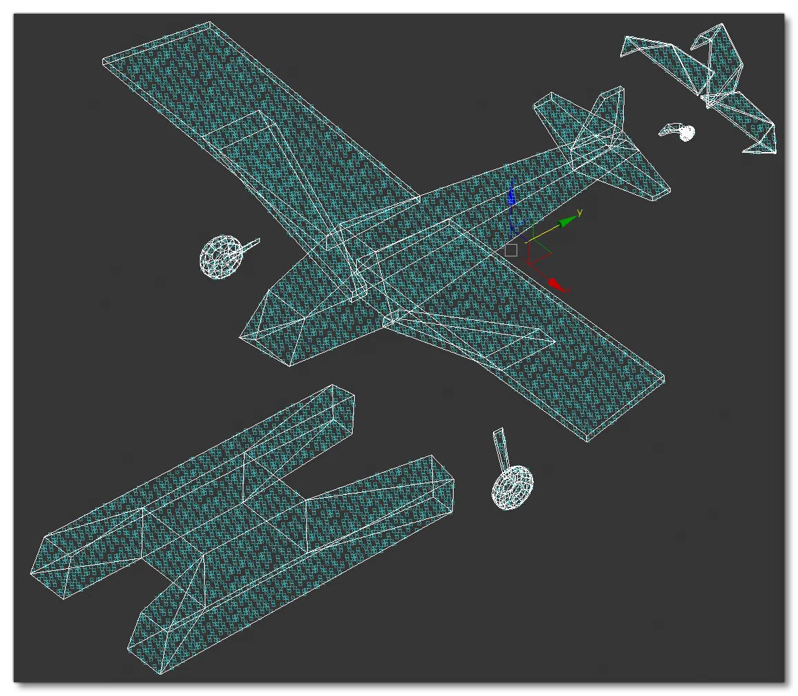 The XCub Collision Mesh Broken Down By Part For Export