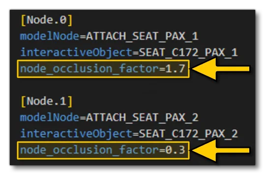 Example AO Settings For Nodes Where Passengers Sit