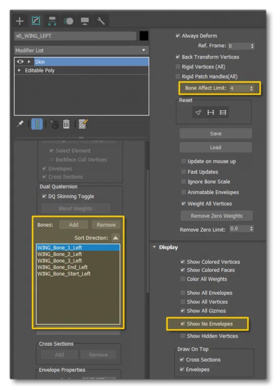 3DS Max Skinning Settings