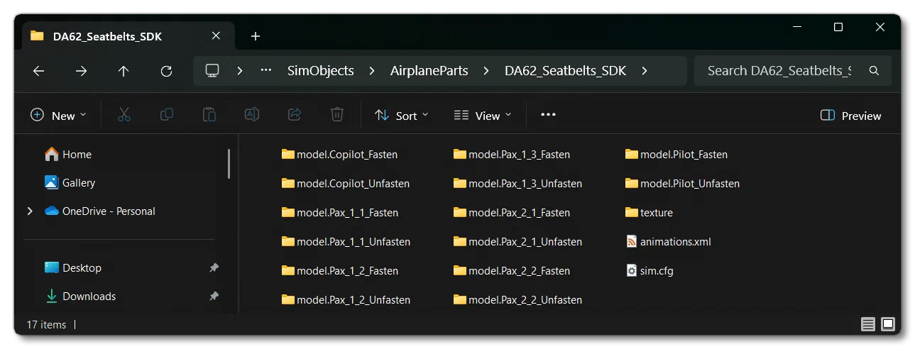 Folder Structure For Exported Seatbelts