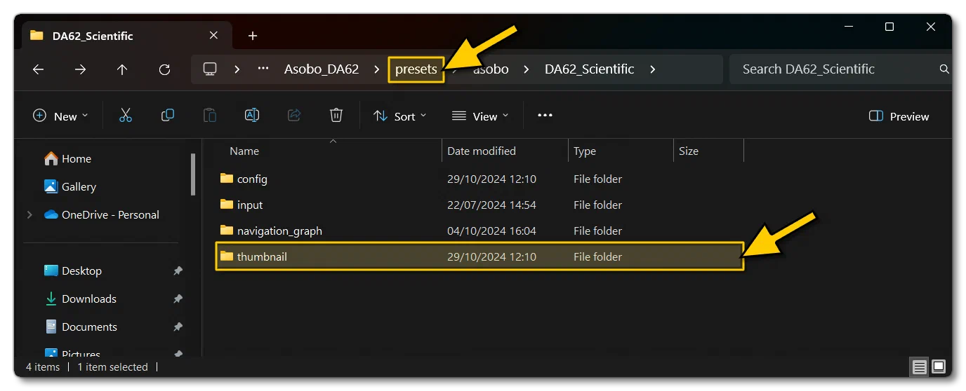 Location Of The Thumbnail Folder For A Preset