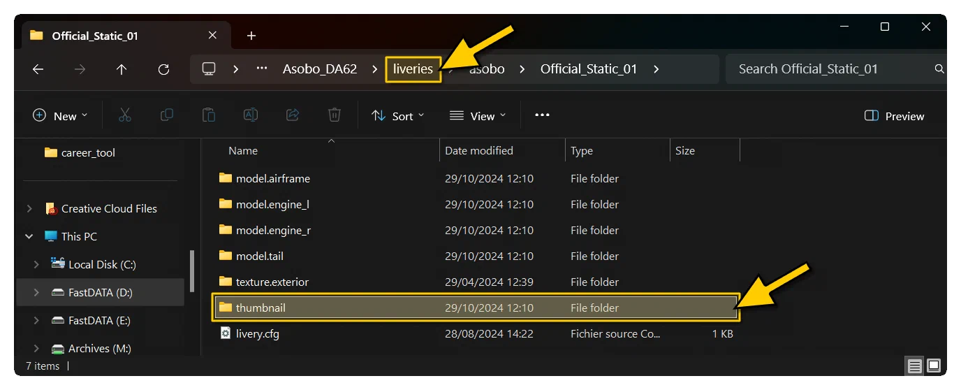 Location Of The Thumbnail Folder For A Livery