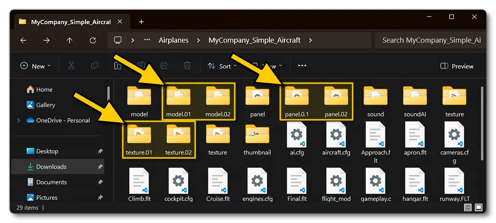 Example Setup For An Aircraft With Two Liveries